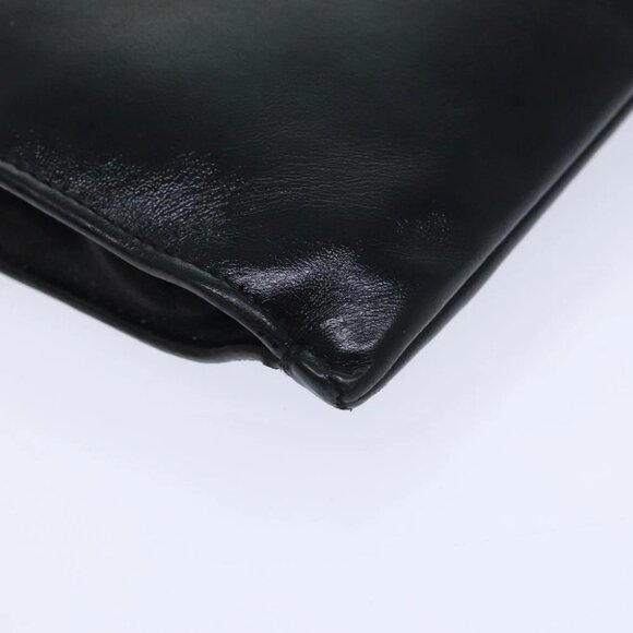 SAINT LAURENT Clutch Bag Leather Black Silver Auth bs18804 - Picture 4 of 16